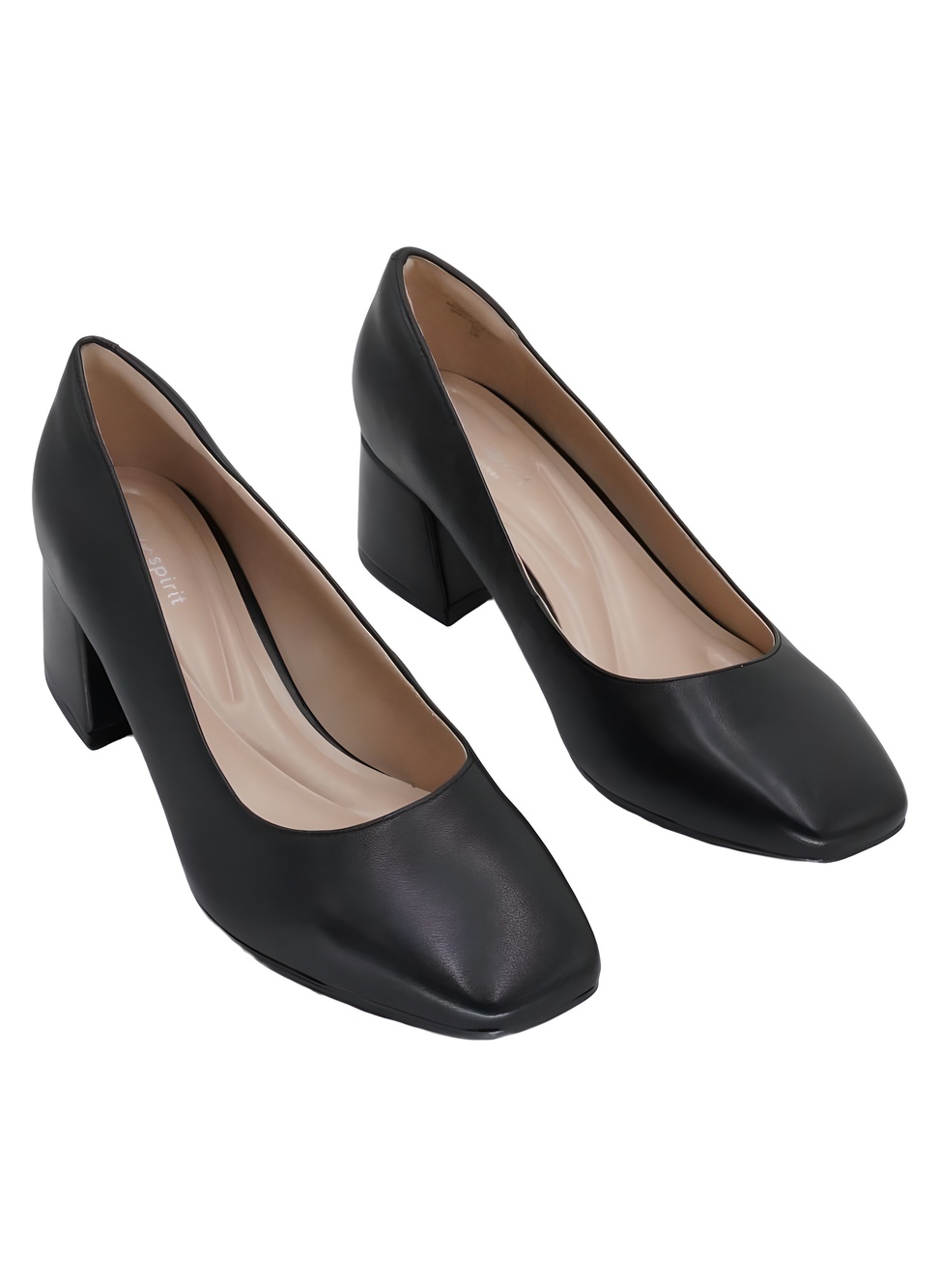 Easy Spirit Marelyn eFlex Black Leather Square Toe Block Heel Pumps Size 8.5M